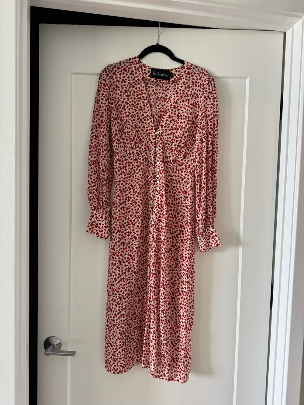 Realisation Par Midi Dress with Red Floral Print Size Small